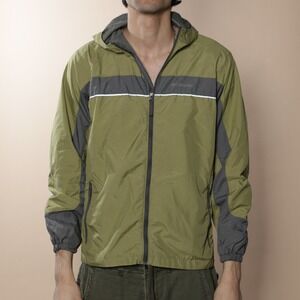 Columbia Youth XL 18/20 Lightweight Hooded Windbreaker Jacket Olive Green